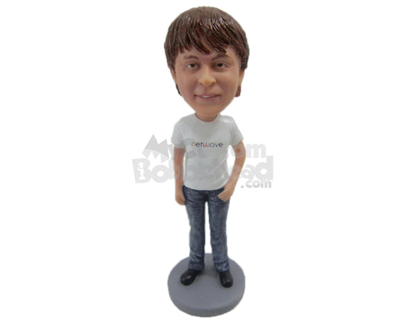 Custom Bobblehead Handsome Guy In Awesome Printed Tshirt - Leisure & Casual Casual Females Personalized Bobblehead & Cake Topper Custom Bobblehead Handsome Guy In Awesome Printed Tshirt - Leisure & Casual Casual Females Personalized Bobblehead & Cake Topper